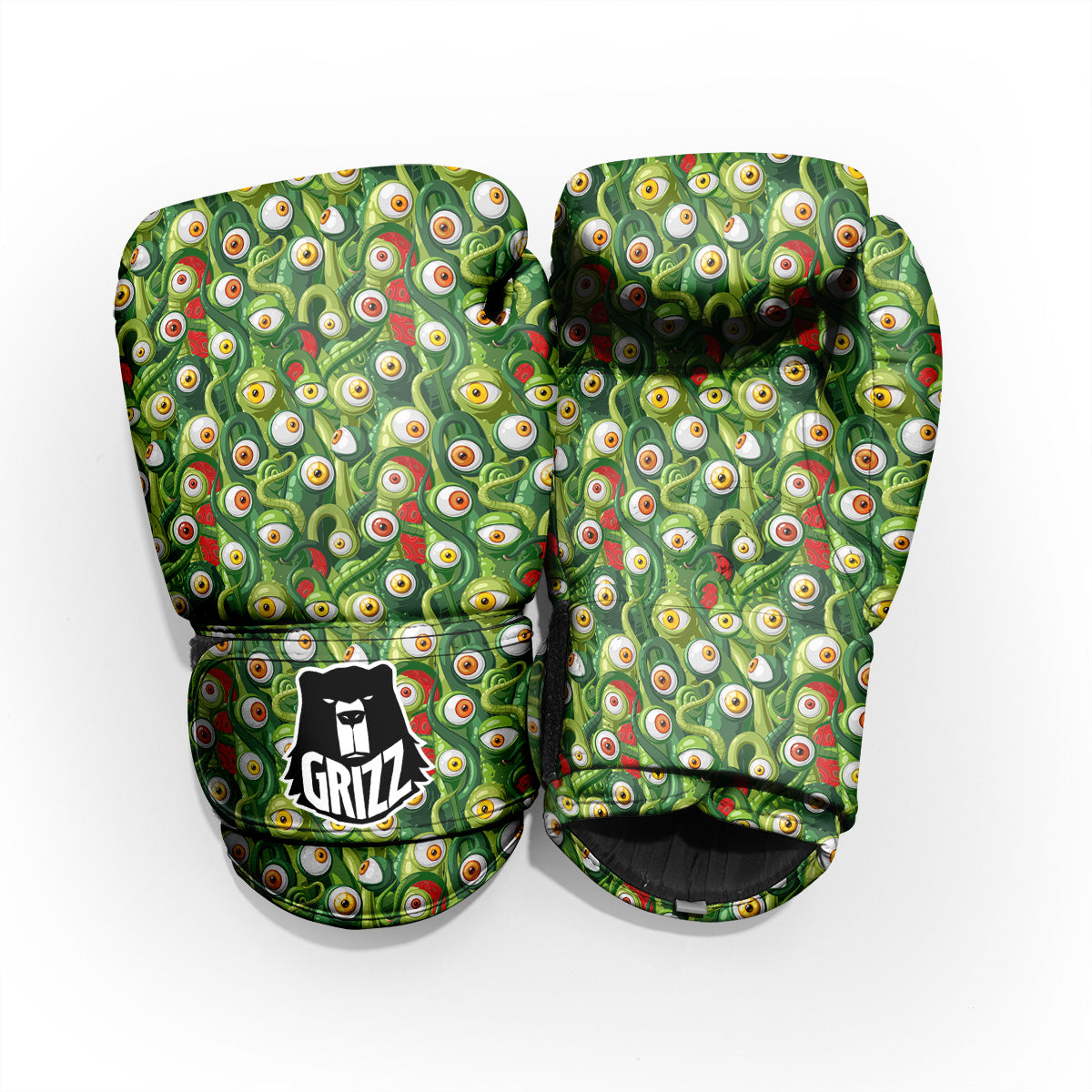 Green Alien Monster Print Pattern Sparring Gloves-grizzshop