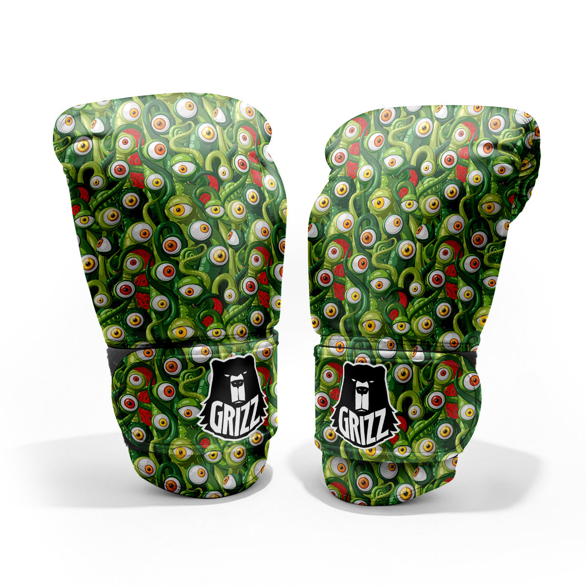 Green Alien Monster Print Pattern Sparring Gloves-grizzshop