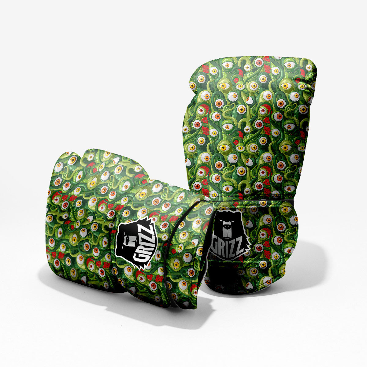 Green Alien Monster Print Pattern Sparring Gloves-grizzshop