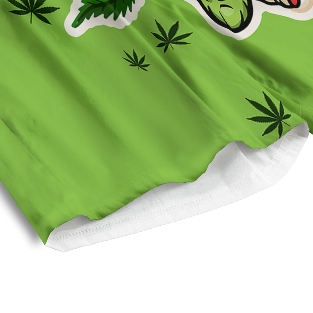 Green Alien Smoking Print Men's Athletic Shorts