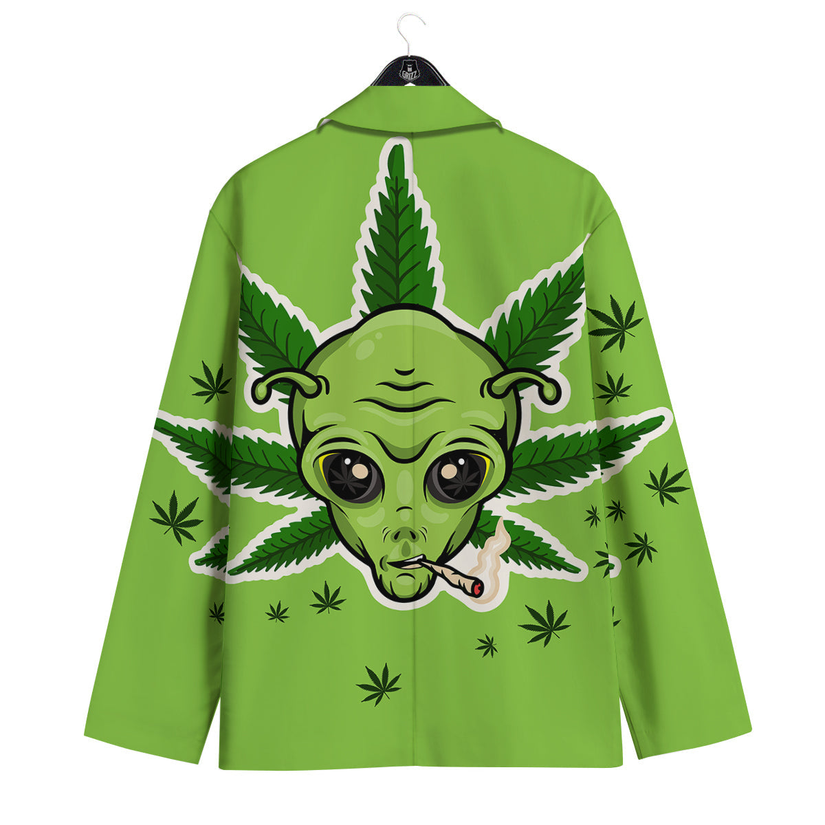 Green Alien Smoking Print Men's Sport Coat-grizzshop