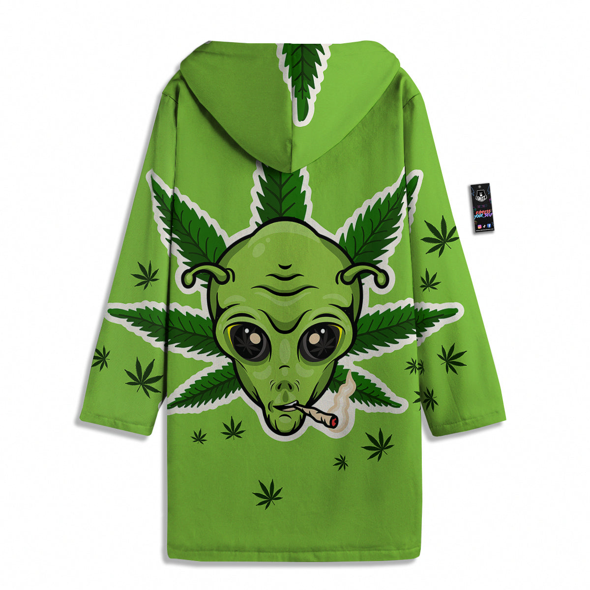 Green Alien Smoking Print Men's Windbreaker Jacket-grizzshop