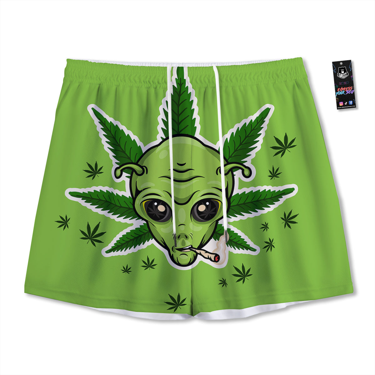 Ladybug Zigzag Green Pattern Mesh Shorts