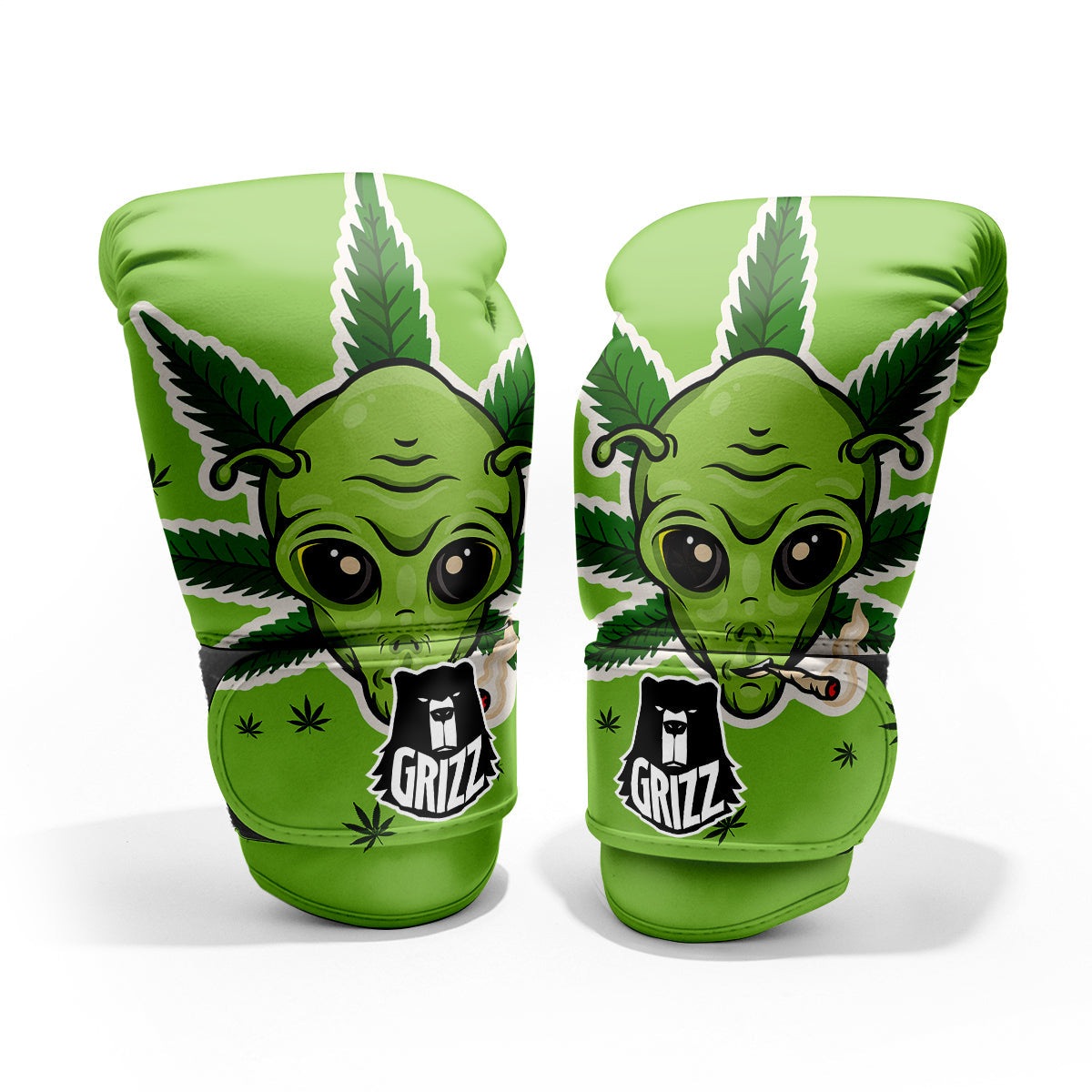 Green Alien Smoking Print Sparring Gloves-grizzshop