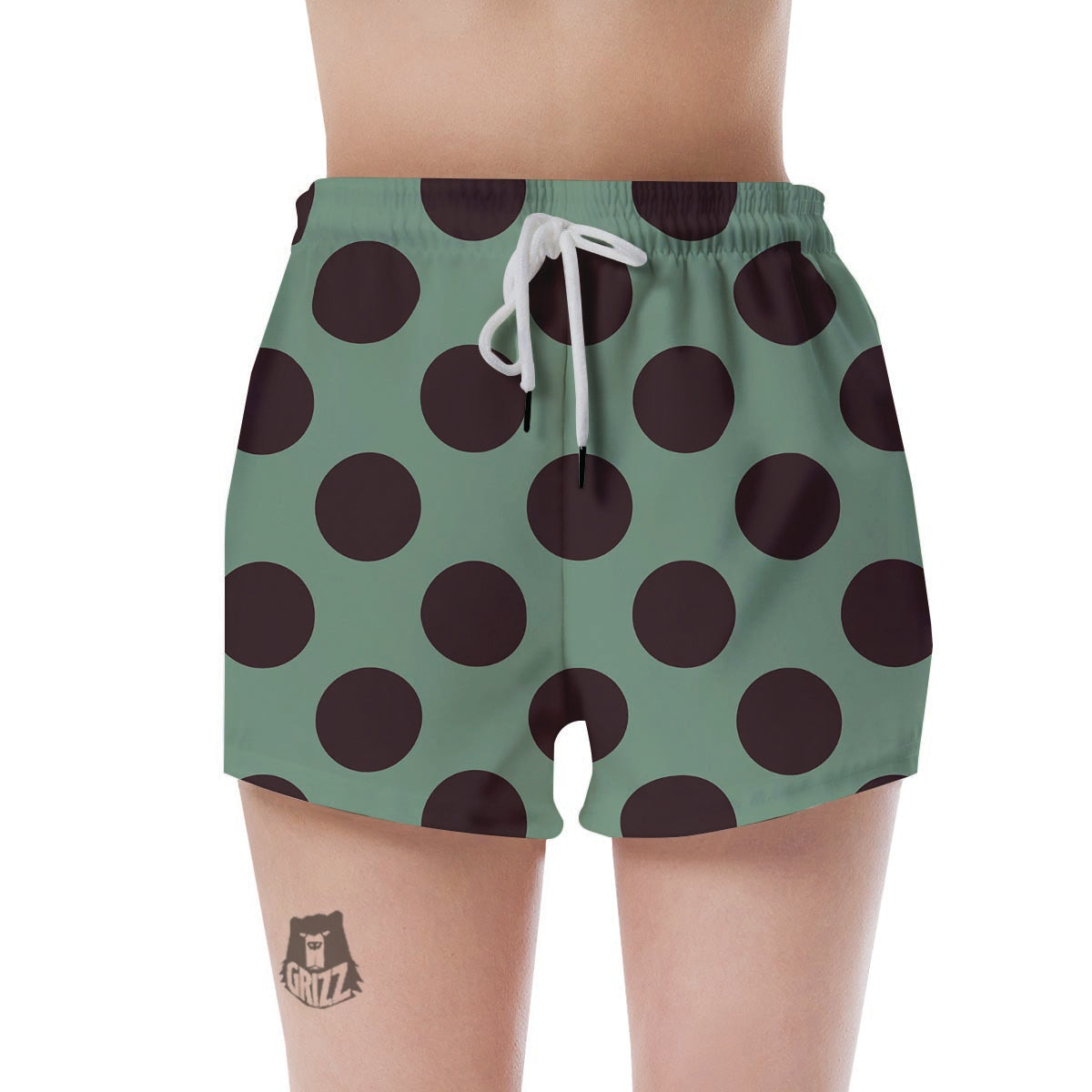 Green And Black Polka Dot Women's Shorts-grizzshop