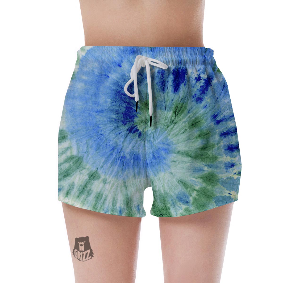 Green And Blue Tie Dye Women's Shorts-grizzshop