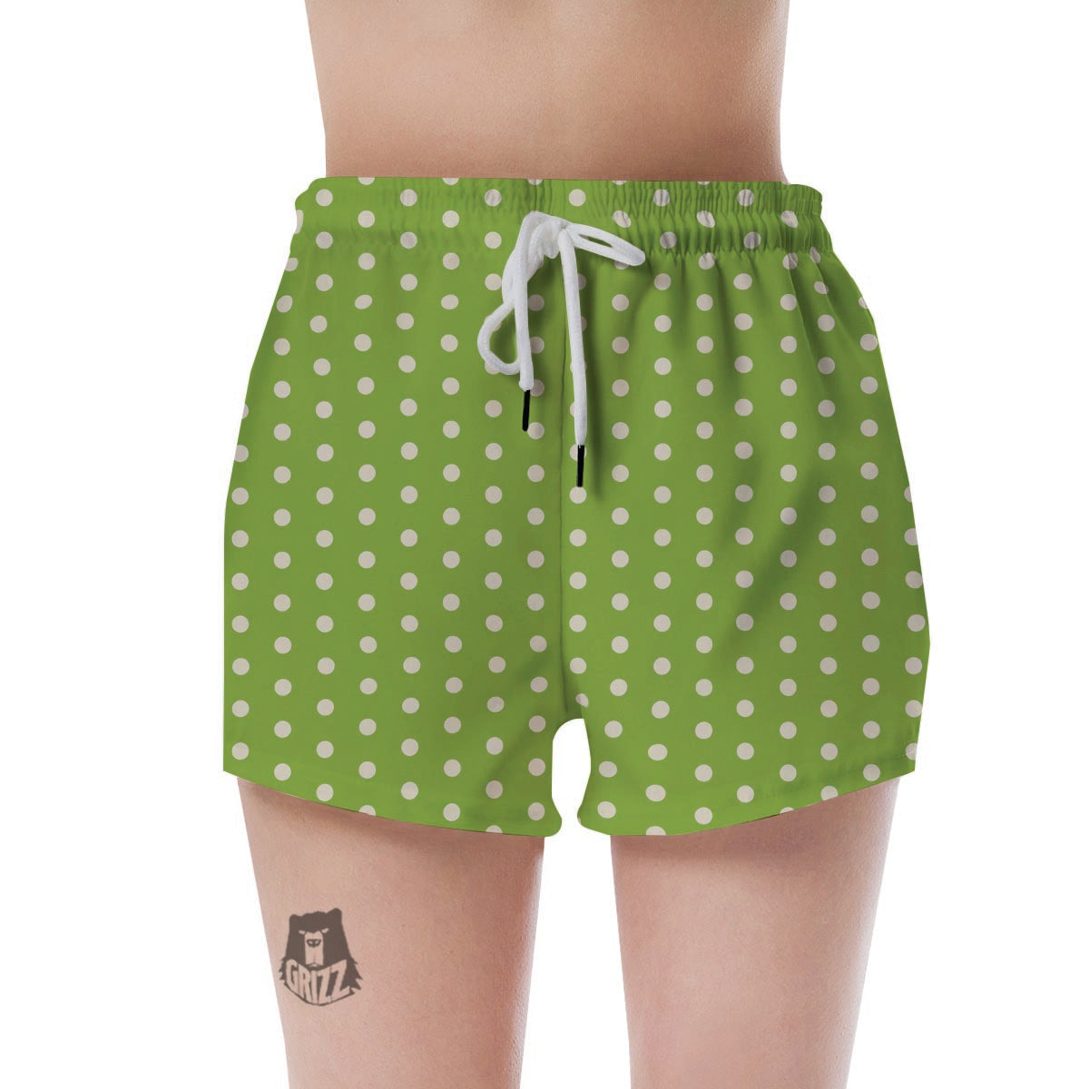 Green And White Polka Dot Women's Shorts-grizzshop