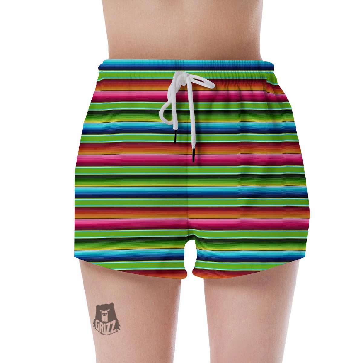 Green Baja Serape Women's Shorts-grizzshop