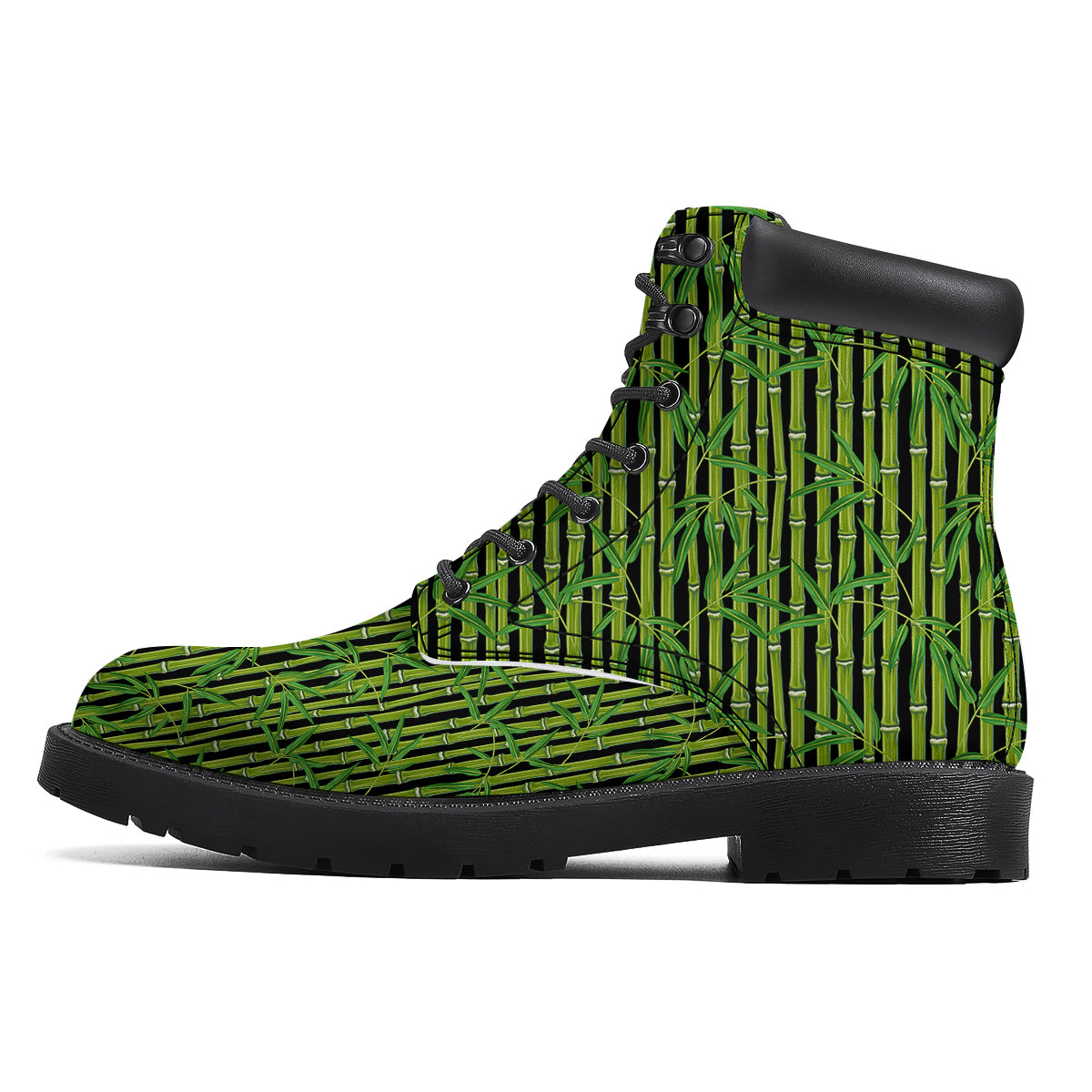Green Bamboo And Leaves Print Pattern Boots-grizzshop
