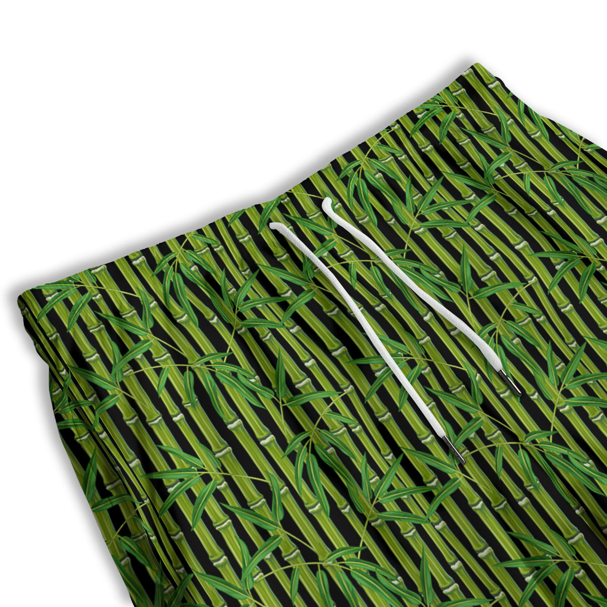 Green Bamboo And Leaves Print Pattern Men's Athletic Shorts