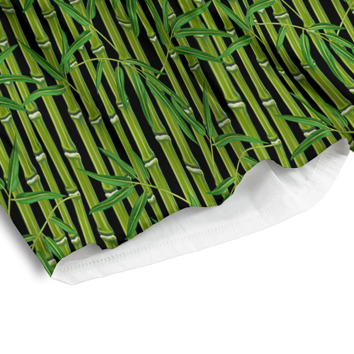 Green Bamboo And Leaves Print Pattern Men's Athletic Shorts