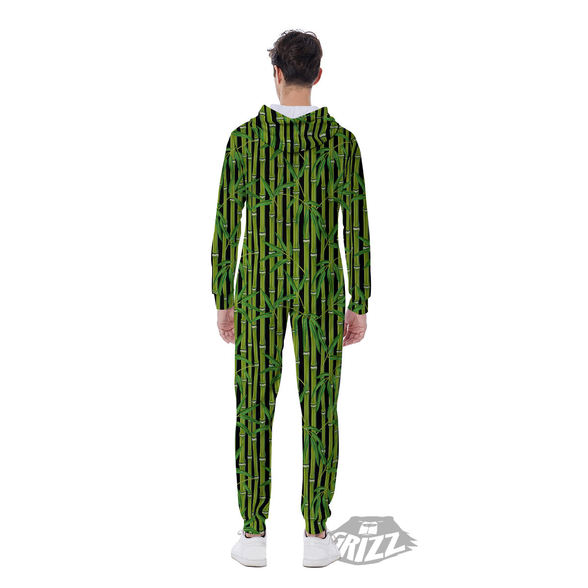 Green Bamboo And Leaves Print Pattern Men's Jumpsuit-grizzshop