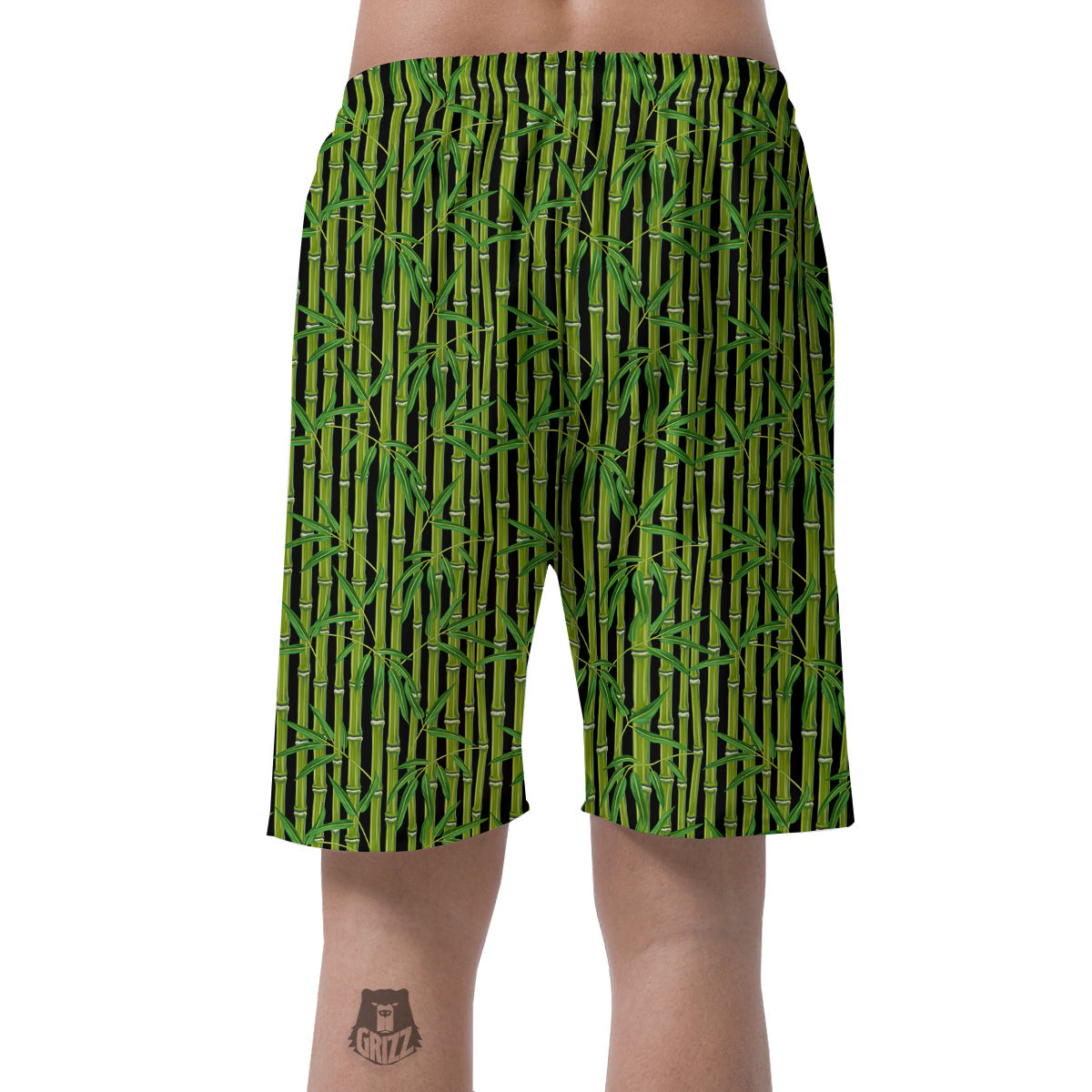Green Bamboo And Leaves Print Pattern Men's Shorts-grizzshop