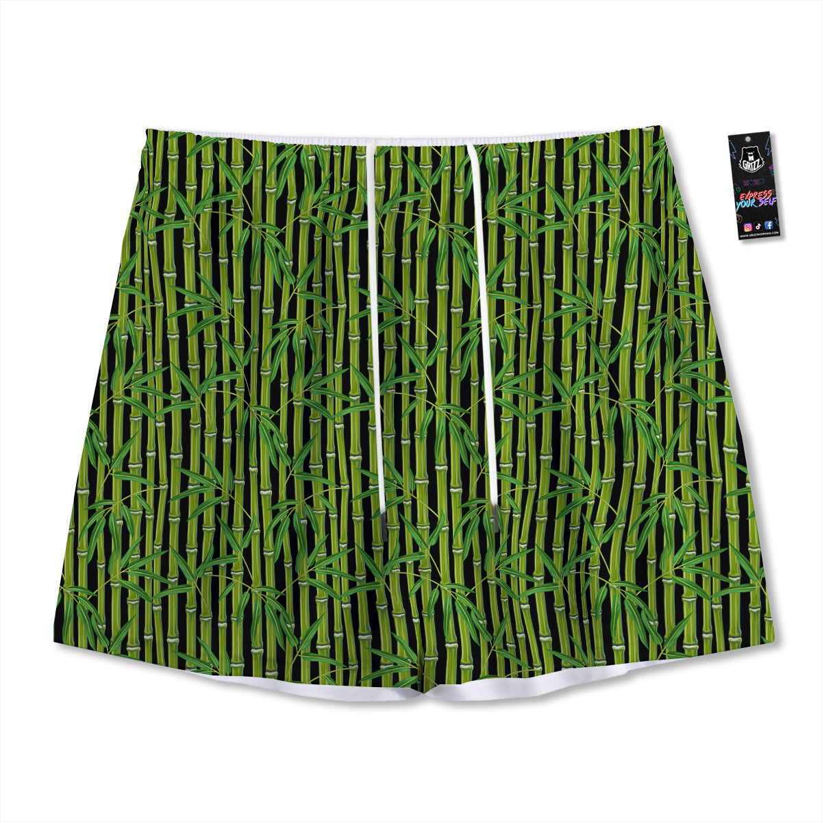 Hop Cone Green Print Pattern Mesh Shorts
