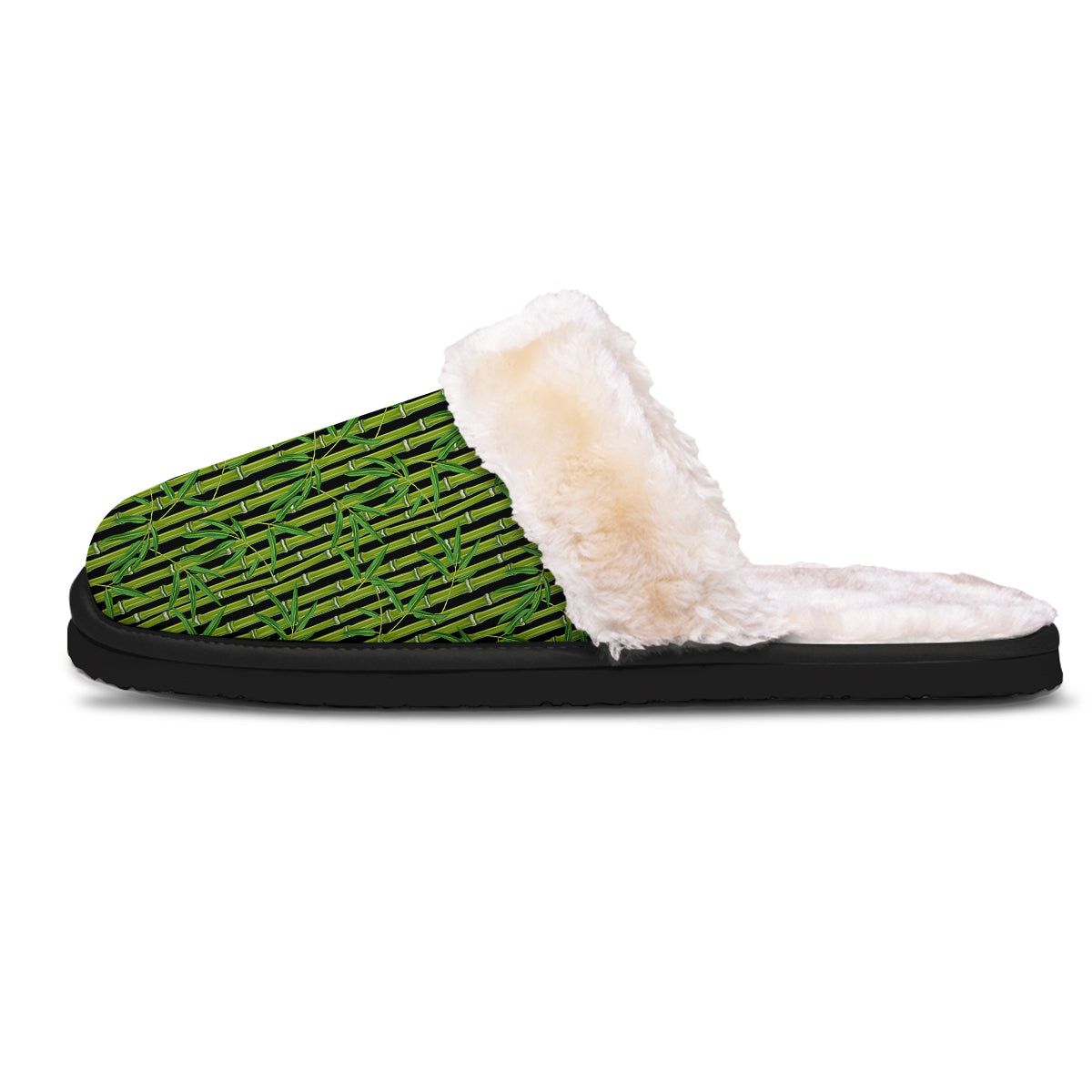Green Bamboo And Leaves Print Pattern Slippers-grizzshop