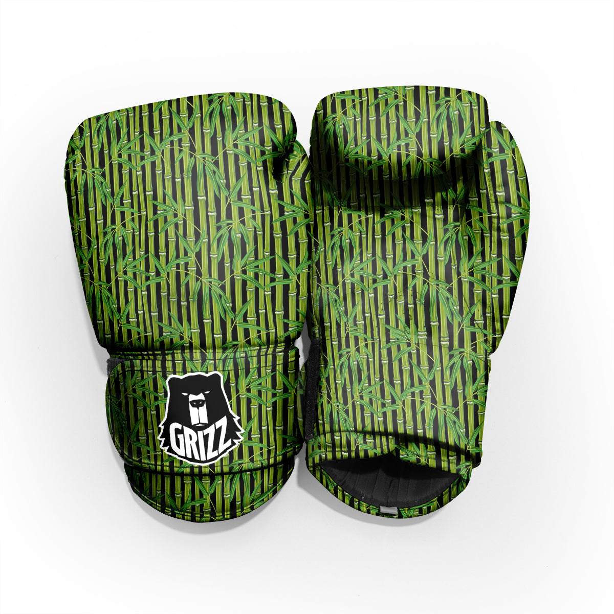 Green Bamboo And Leaves Print Pattern Pro Boxing Glove