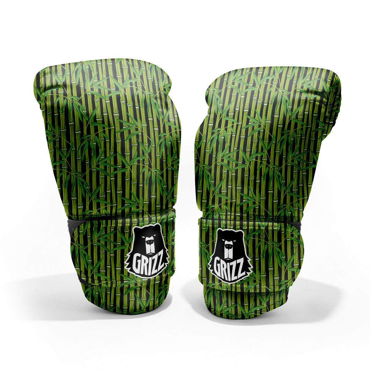 Green Bamboo And Leaves Print Pattern Pro Boxing Glove