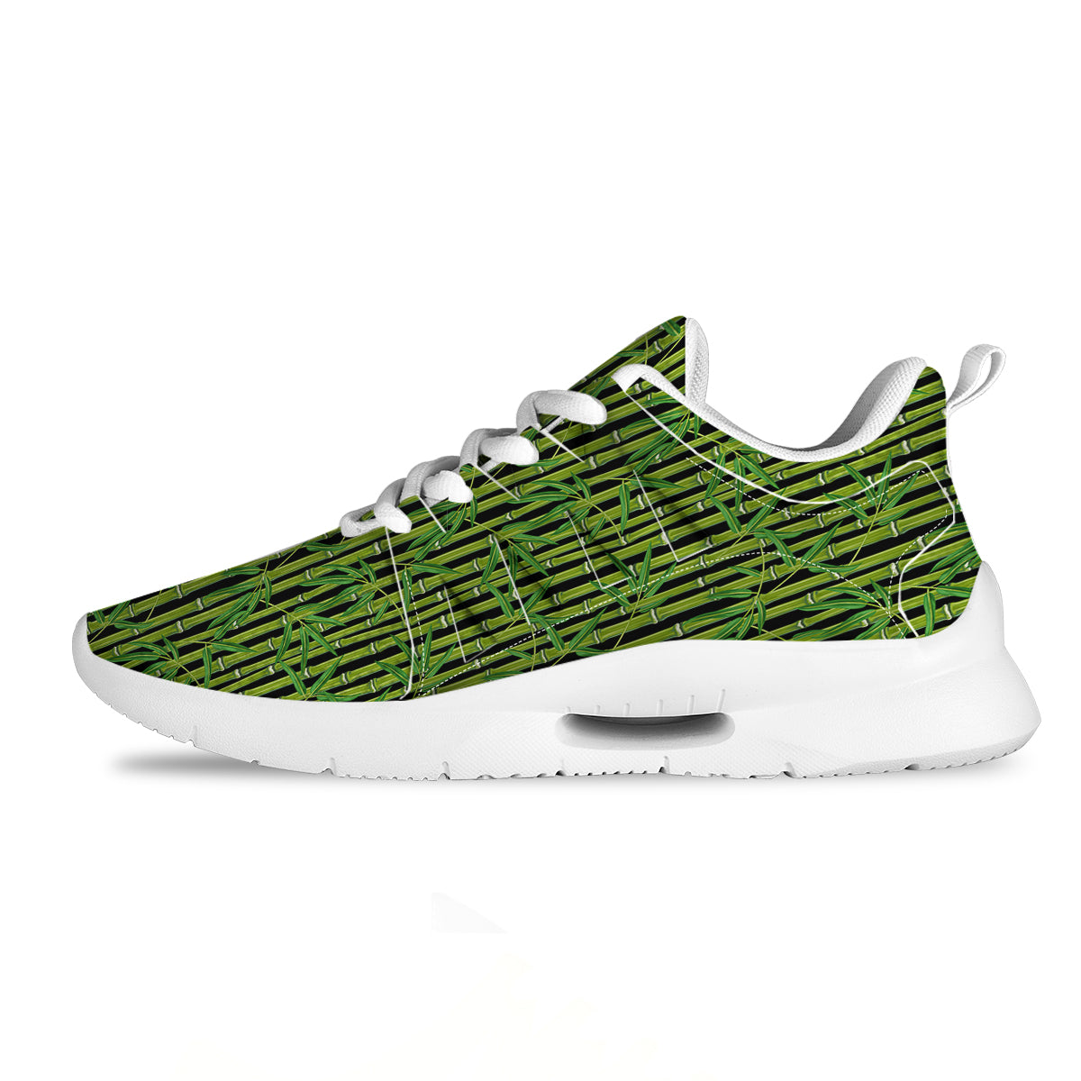 Green Bamboo And Leaves Print Pattern Tennis Shoes-grizzshop