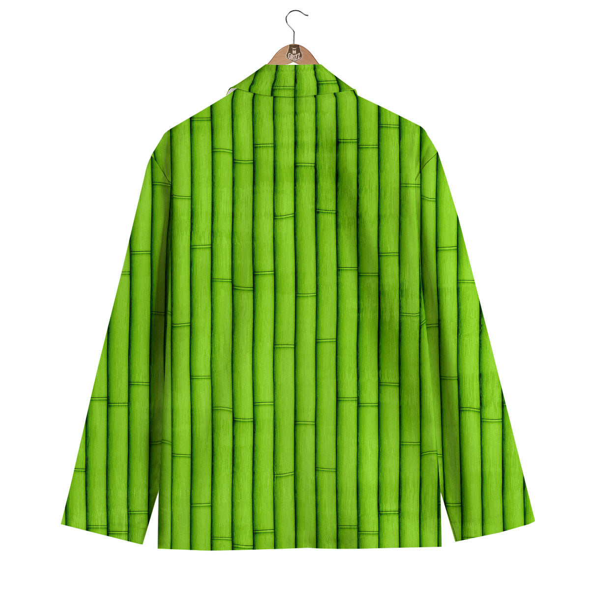Green Bamboo Print Men's Blazer-grizzshop