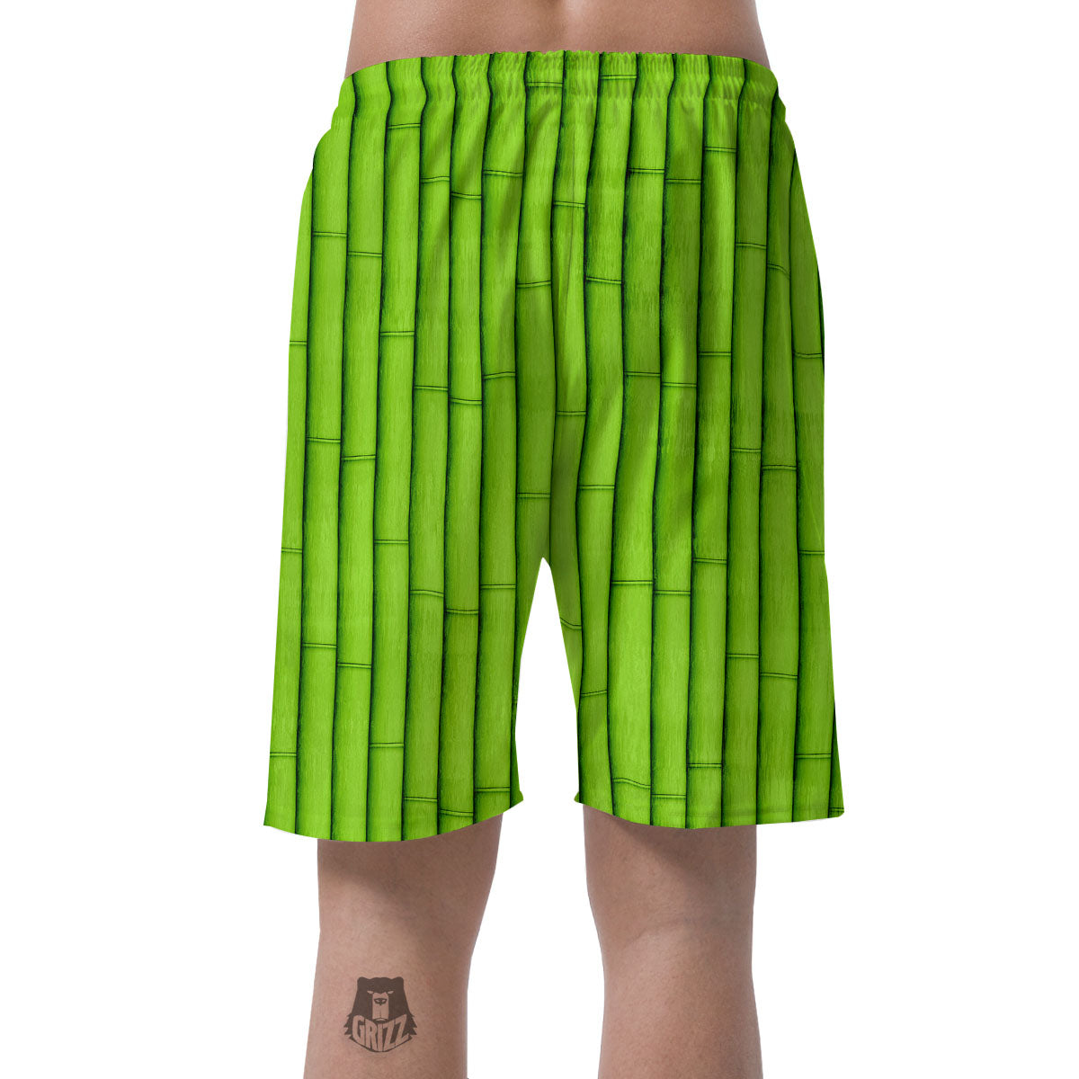 Green Bamboo Print Men's Shorts-grizzshop