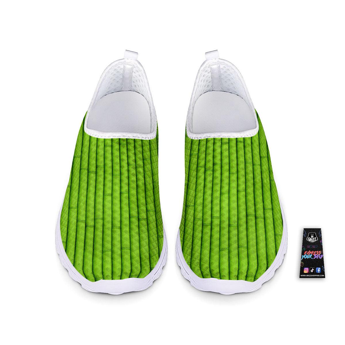 Green Bamboo Print Nurse Shoes-grizzshop