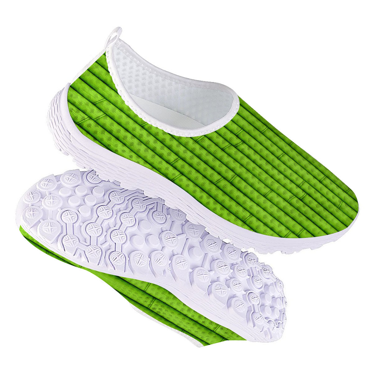 Green Bamboo Print Nurse Shoes-grizzshop