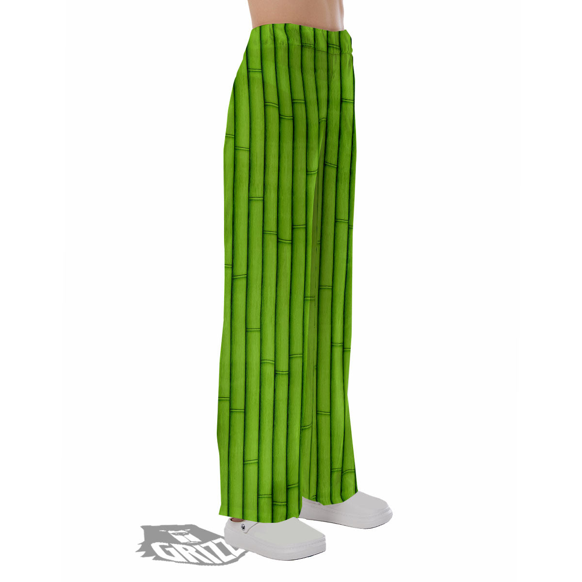 Green Bamboo Print Pajama Pants-grizzshop