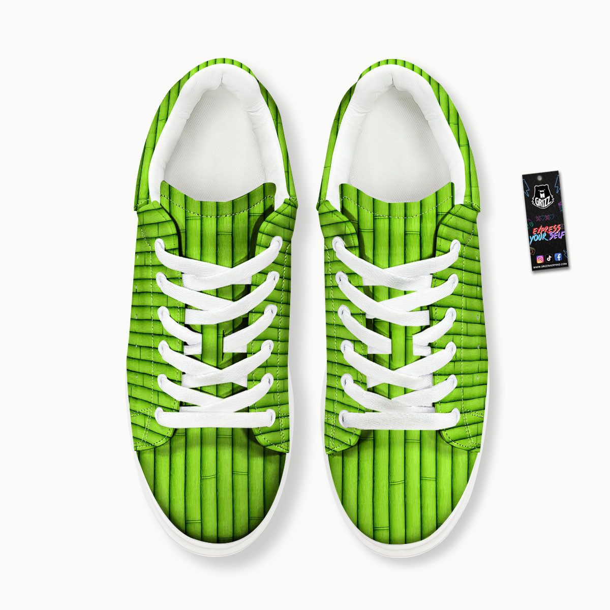 Green Bamboo Print Platform Shoes-grizzshop