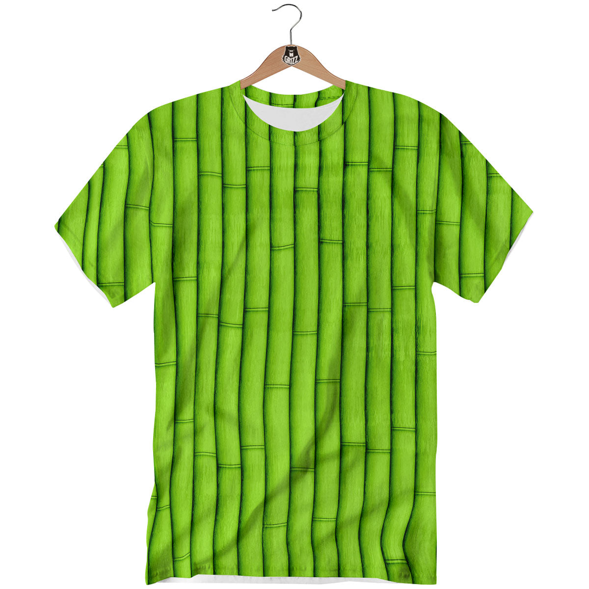 Green Bamboo Print T-Shirt-grizzshop