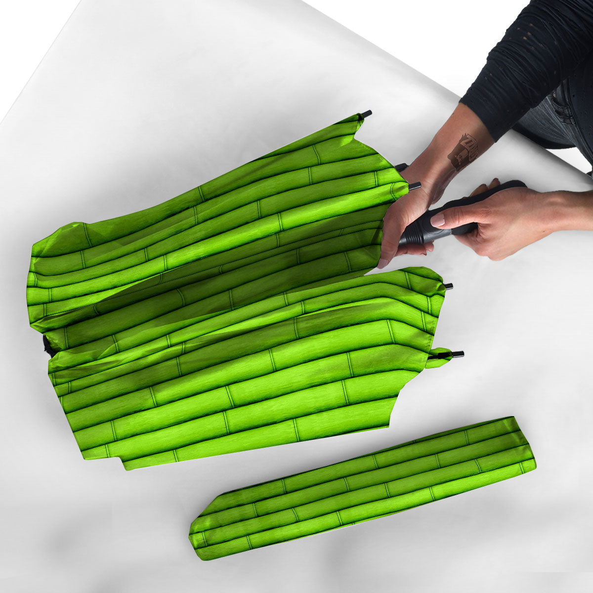 Green Bamboo Print Umbrella-grizzshop