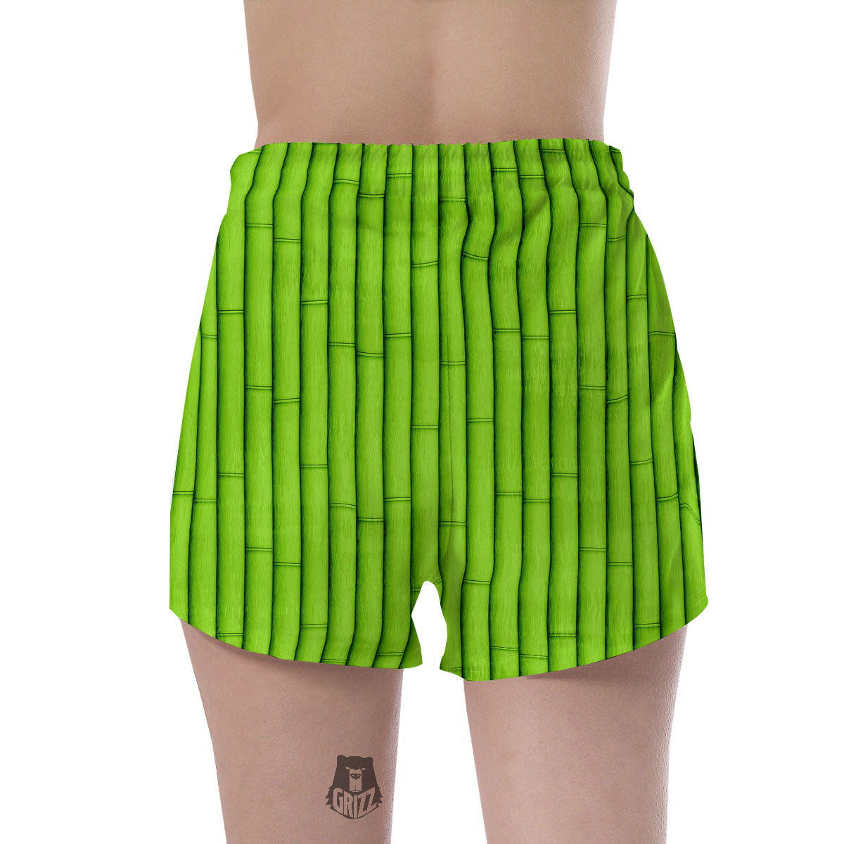 Green Bamboo Print Women's Shorts-grizzshop