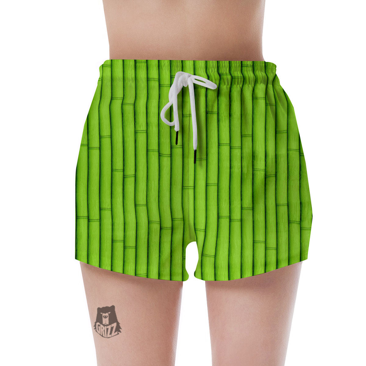 Green Bamboo Print Women's Shorts-grizzshop