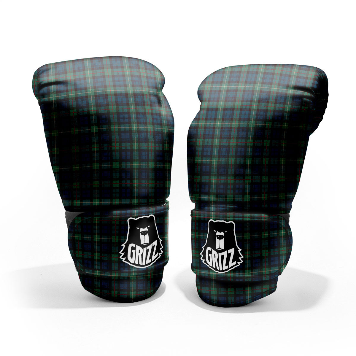 Green Blue And Red Line Tartan Print Pattern Pro Boxing Glove