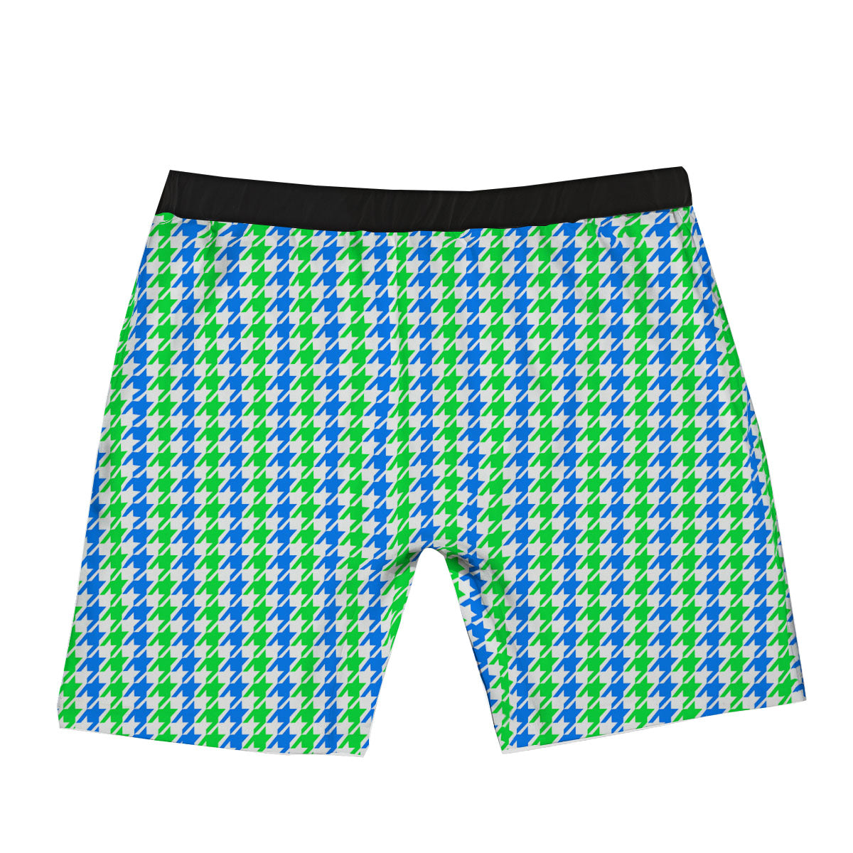 Green Blue And White Houndstooth Print Boxer Briefs-grizzshop