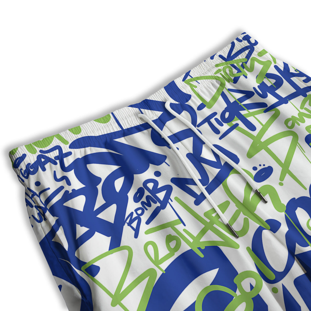 Green Blue Urban Graffiti Text Print Pattern Men's Athletic Shorts