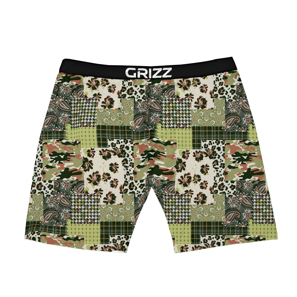 Green Camouflage Tartan Paisley Patchwork Print Pattern Boxer Briefs-grizzshop