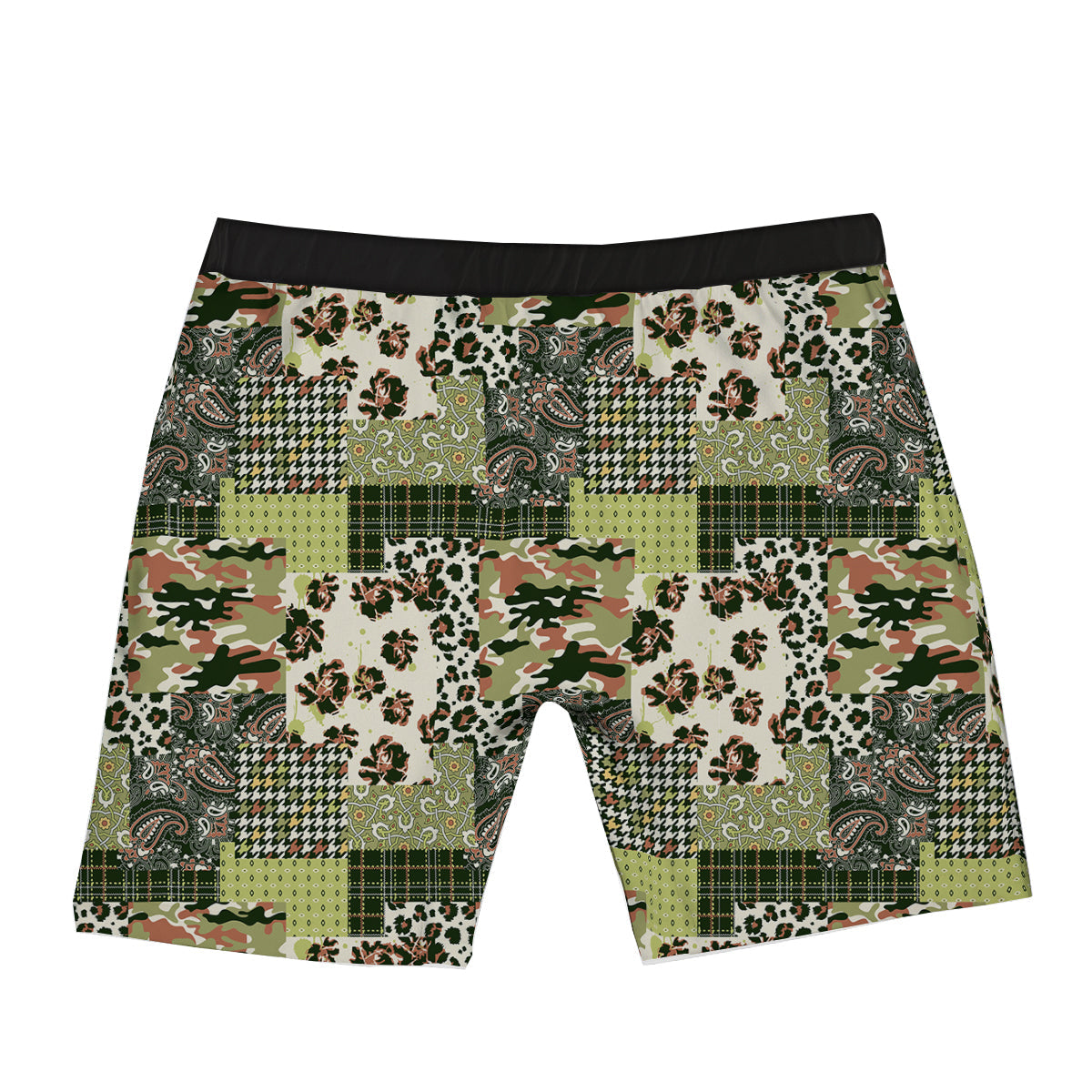Green Camouflage Tartan Paisley Patchwork Print Pattern Boxer Briefs-grizzshop