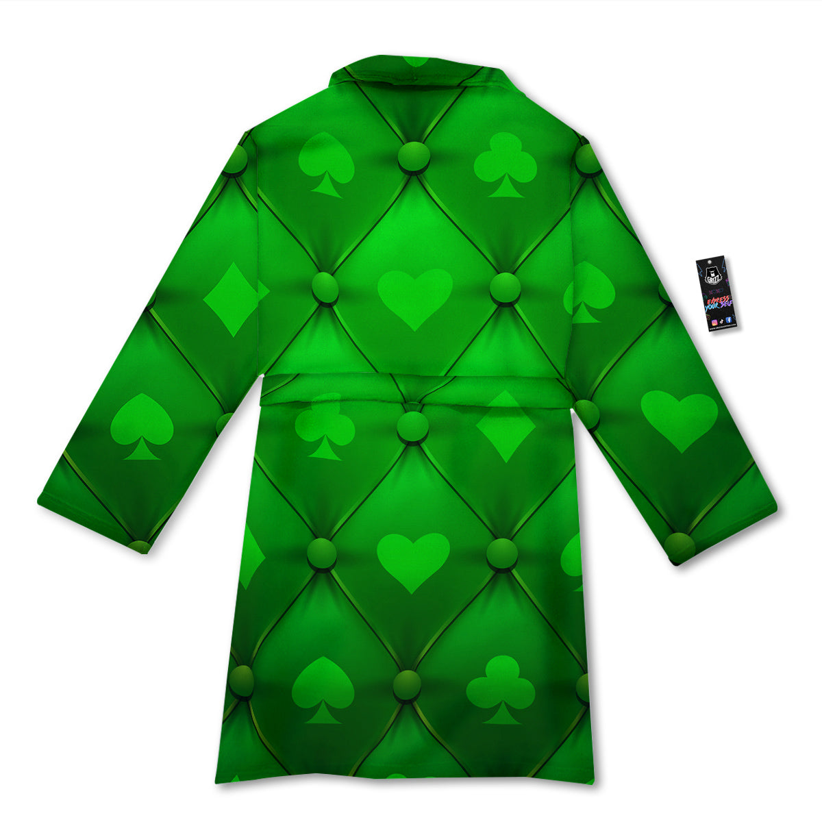 Green Casino Print Pattern Bathrobe-grizzshop