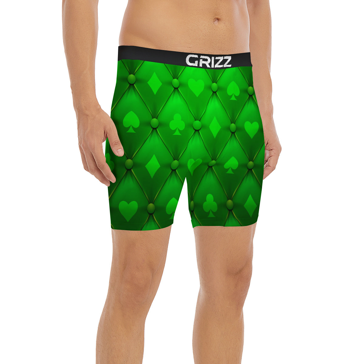 Green Casino Print Pattern Boxer Briefs-grizzshop