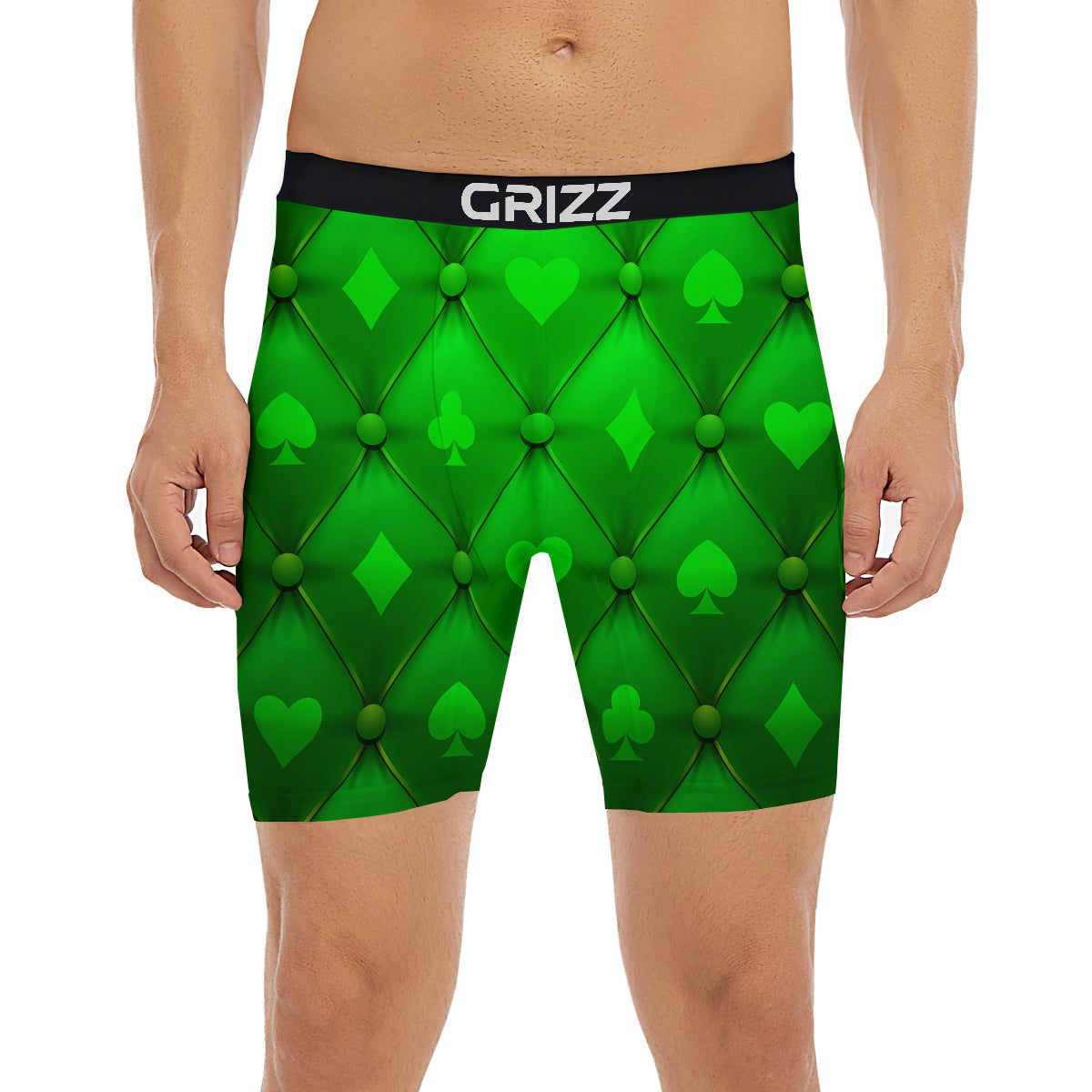 Green Casino Print Pattern Boxer Briefs-grizzshop