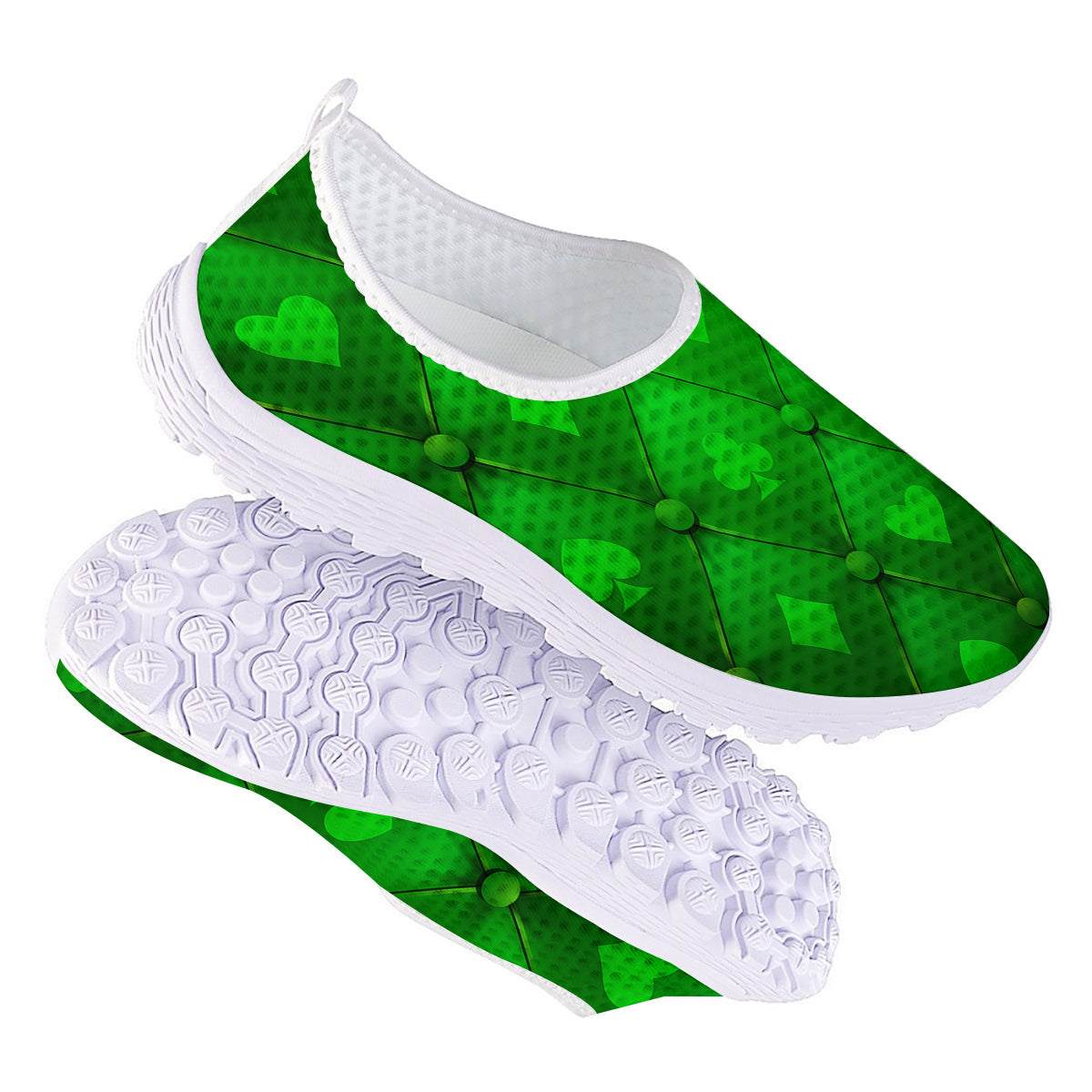 Green Casino Print Pattern Nurse Shoes-grizzshop
