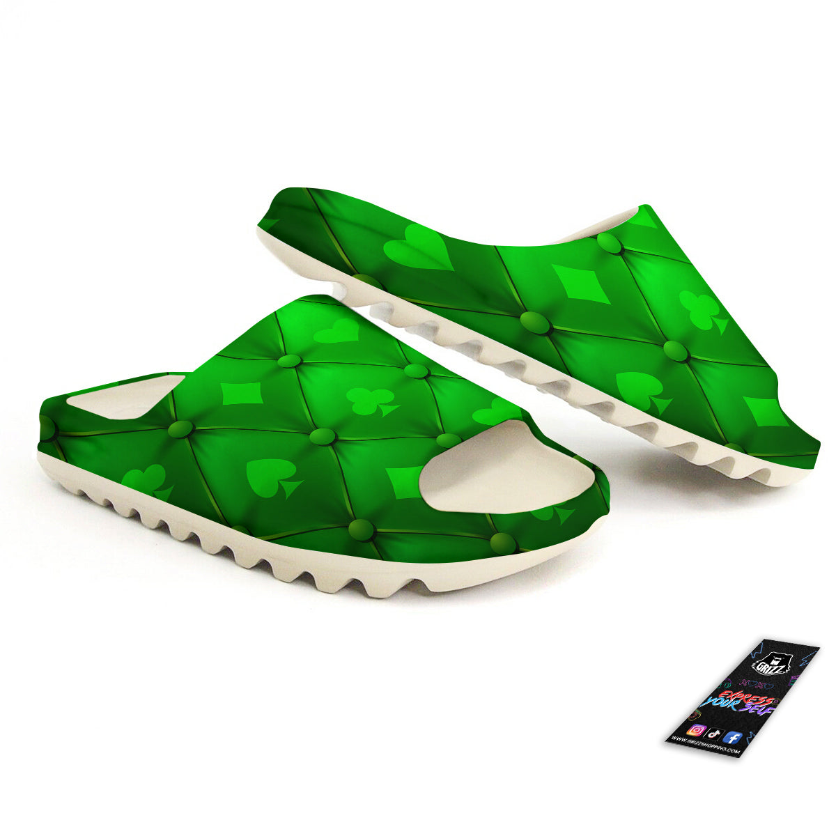 Green Casino Print Pattern Sandals-grizzshop