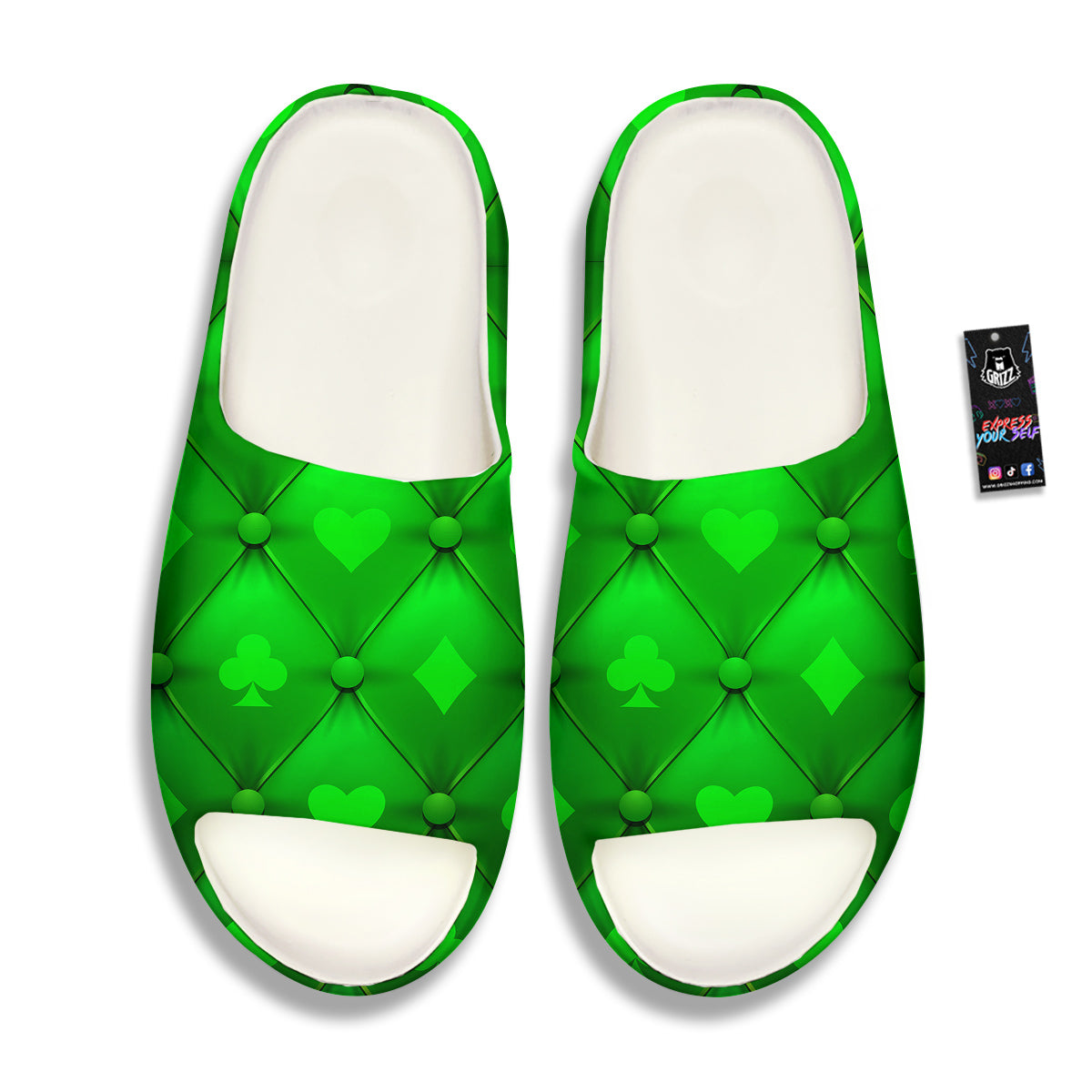 Green Casino Print Pattern Sandals-grizzshop
