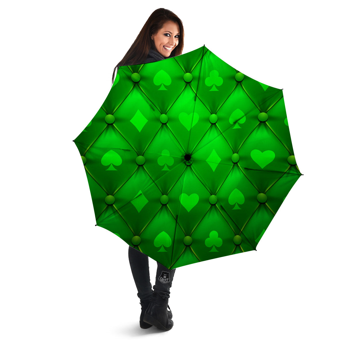 Green Casino Print Pattern Umbrella-grizzshop