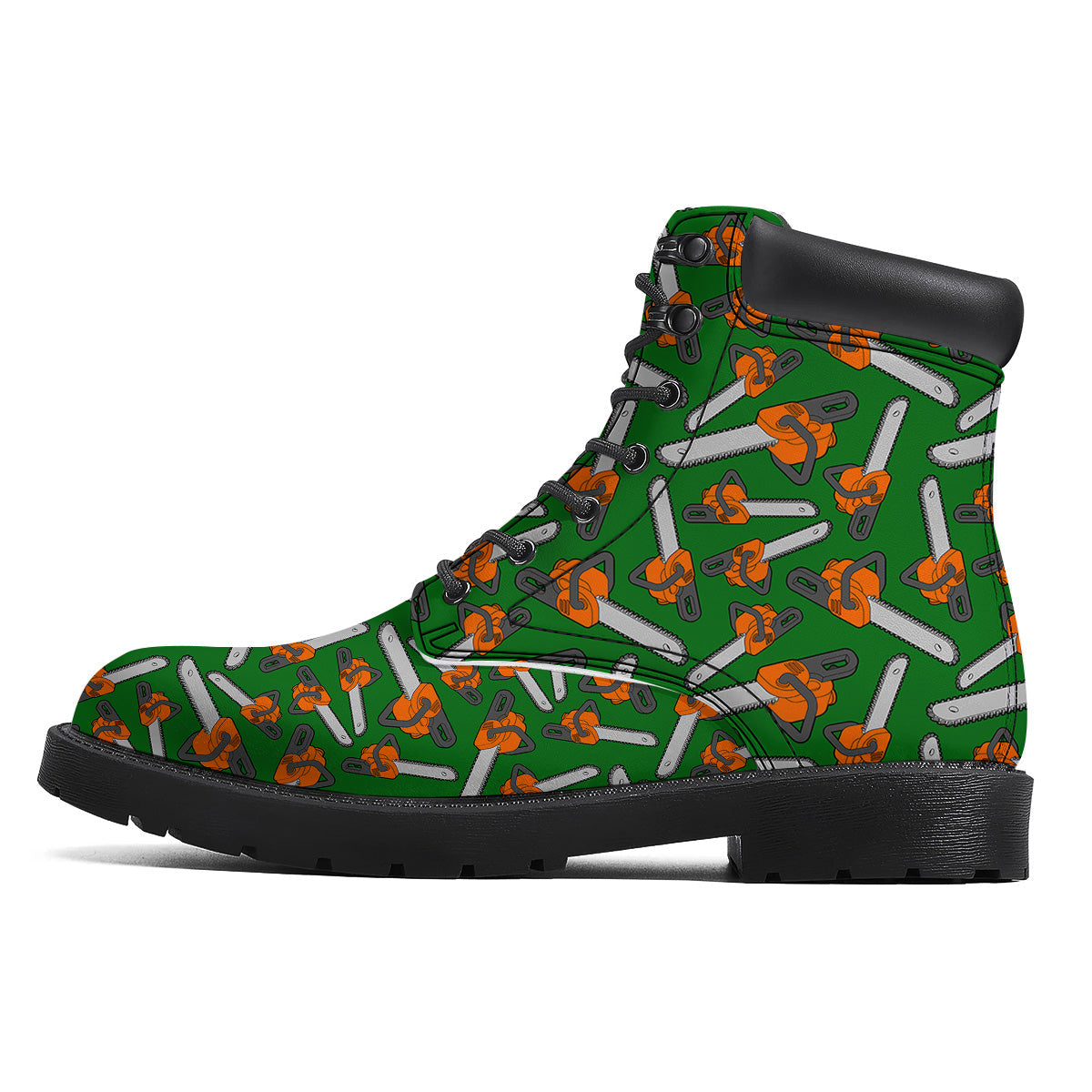 Green Chainsaw Print Pattern Boots-grizzshop