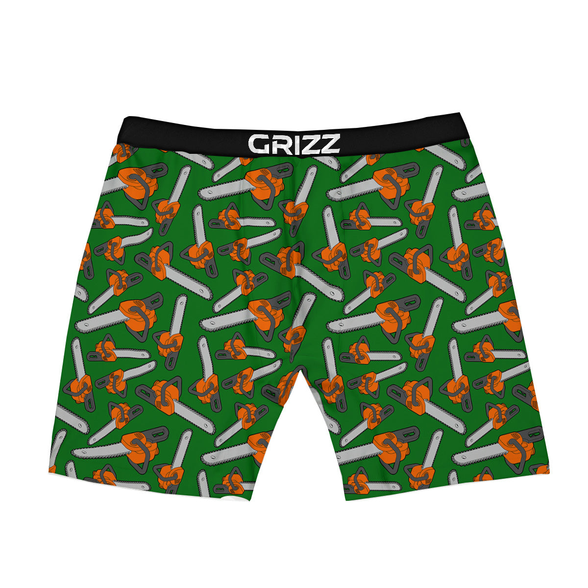 Green Chainsaw Print Pattern Boxer Briefs-grizzshop