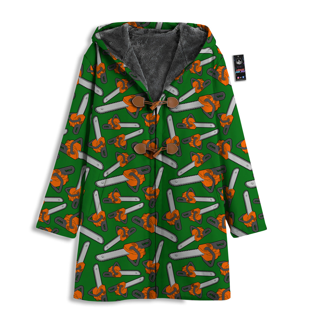Green Chainsaw Print Pattern Men's Windbreaker Jacket-grizzshop