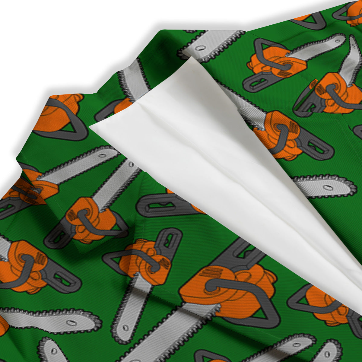 Green Chainsaw Print Pattern Women's Blazer-grizzshop