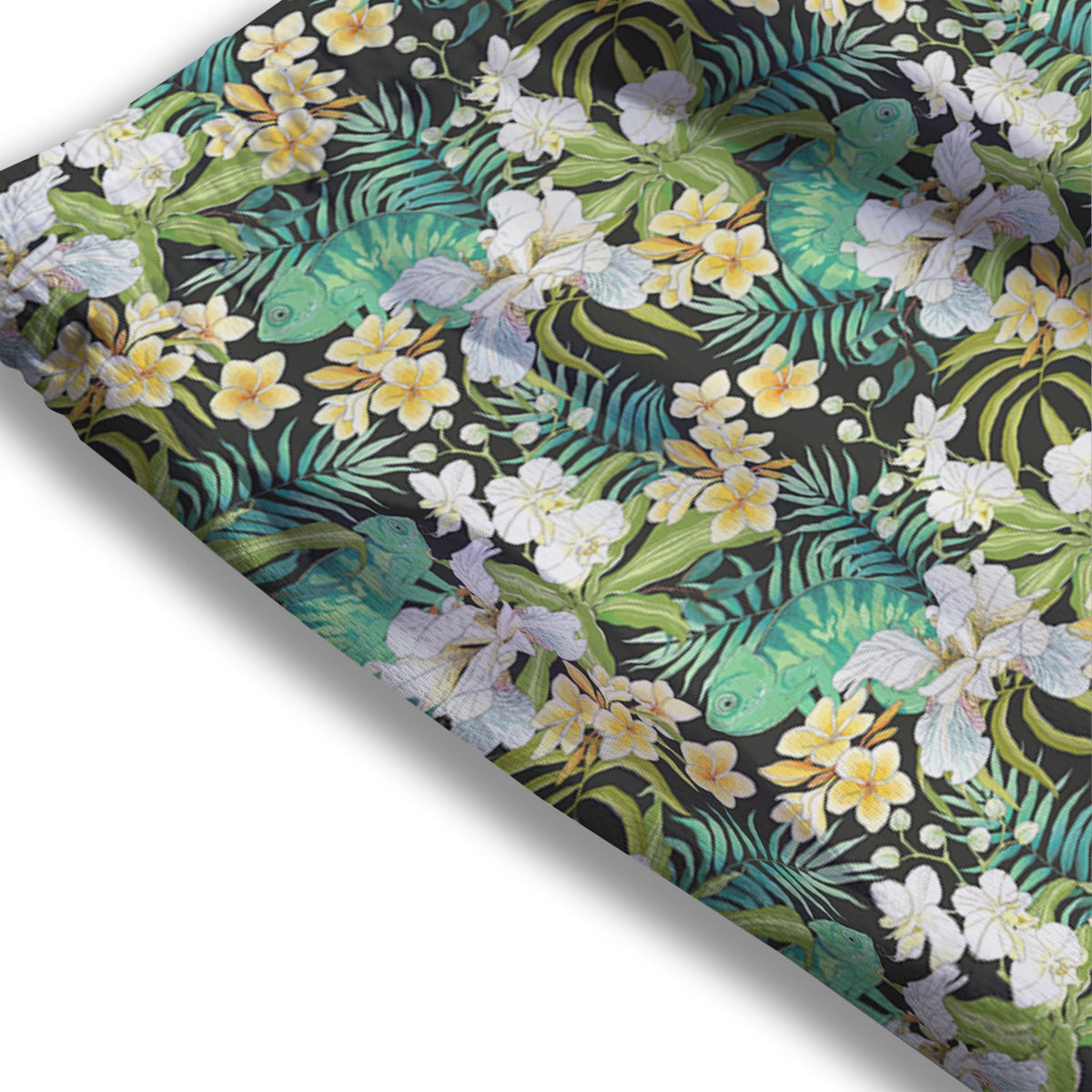 Green Chameleon And Flowers Plumeria Orchid Print Pattern Mesh Shorts-grizzshop