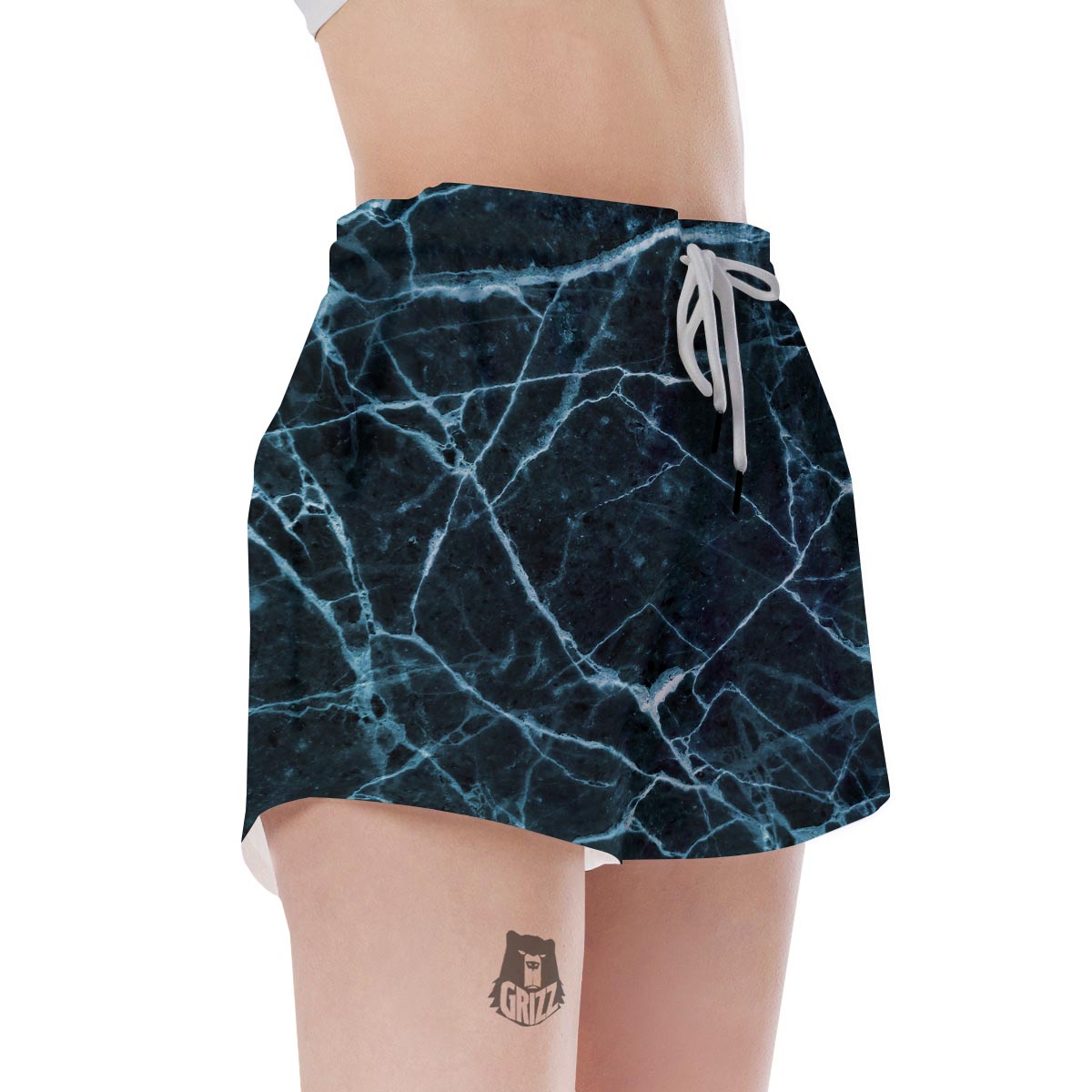 Green Cracked Marble Women's Shorts-grizzshop
